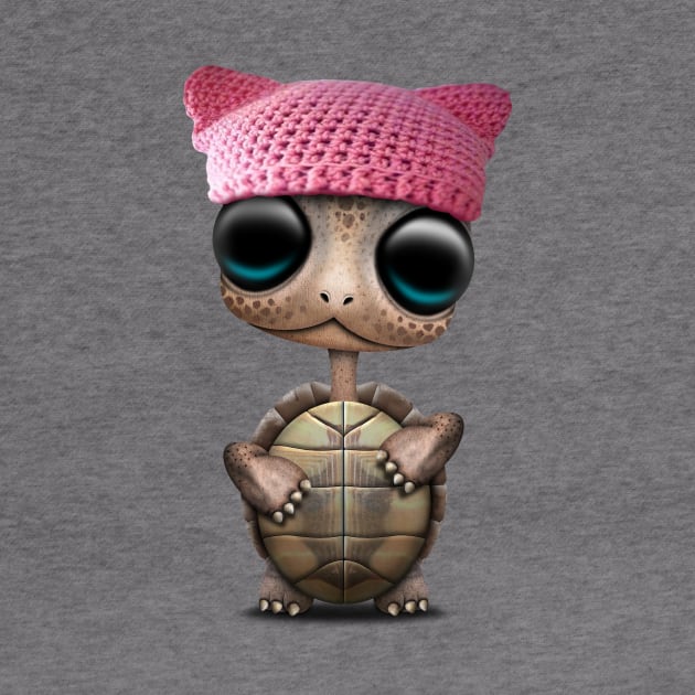 Cute Baby Turtle Wearing Pussy Hat by jeffbartels